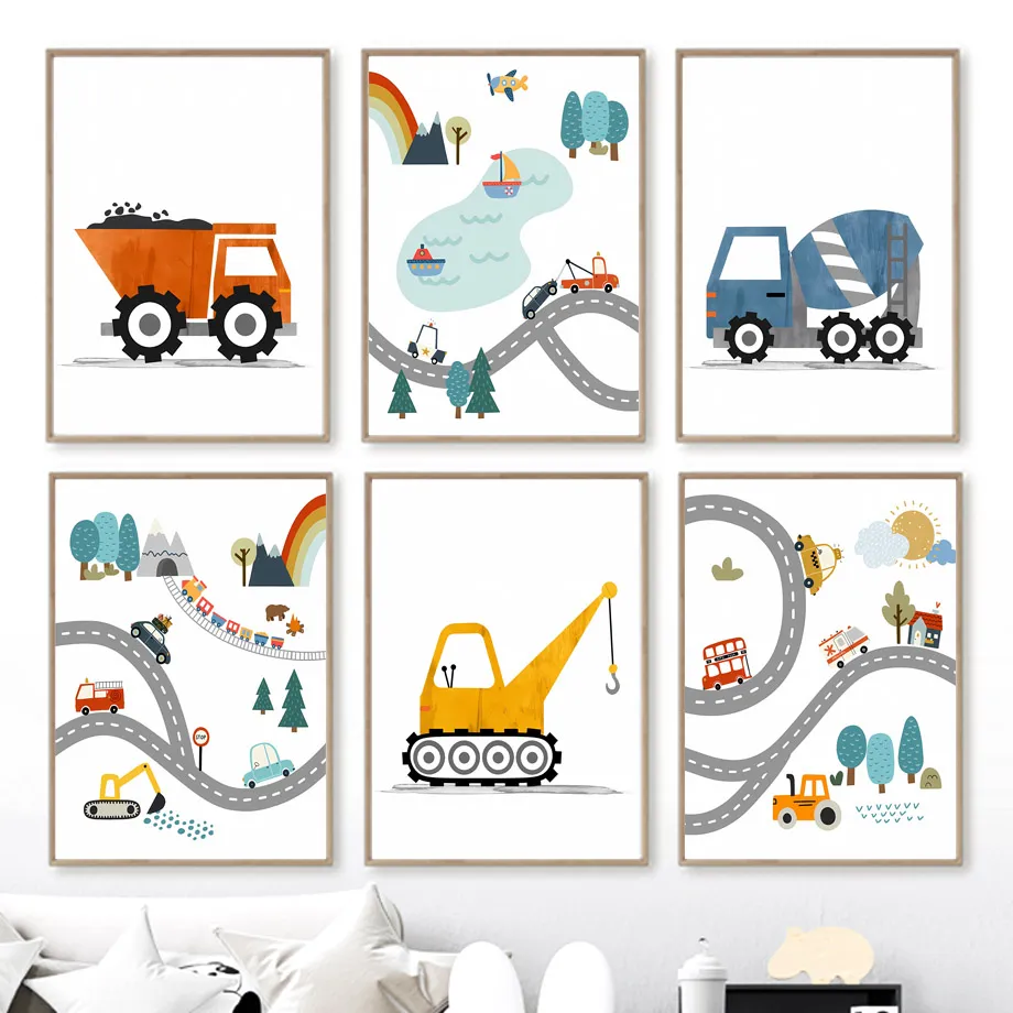 Heavy Equipment Background - Modern İskandinav Tarzı Tuval Baskı Boyama